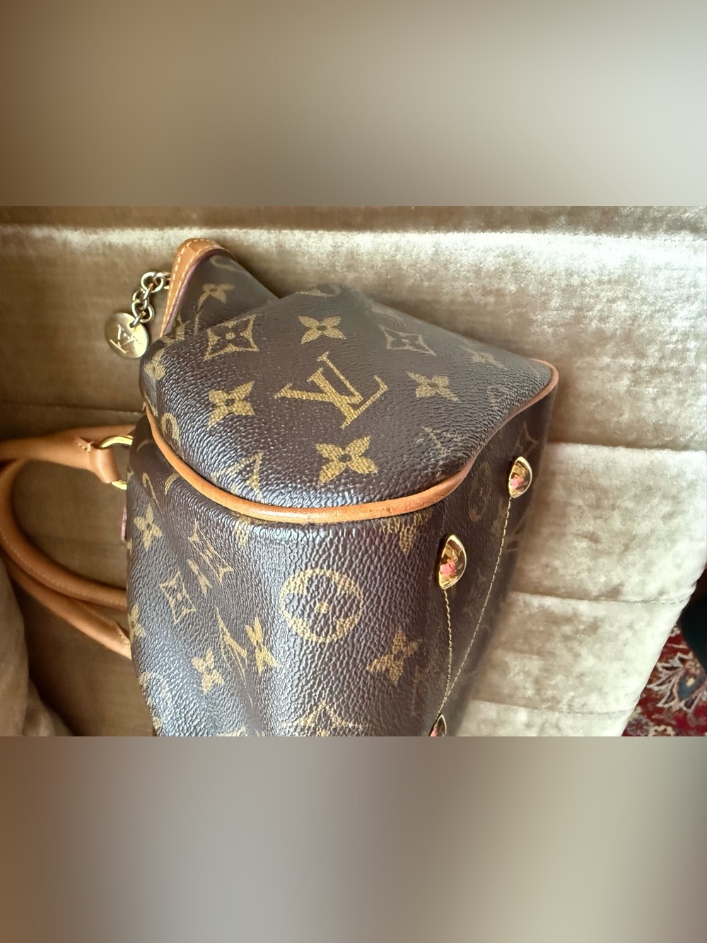 Louis Vuitton Tavioli PM Canvas Satchel with Tan Leather Trim - Picture 6 of 16